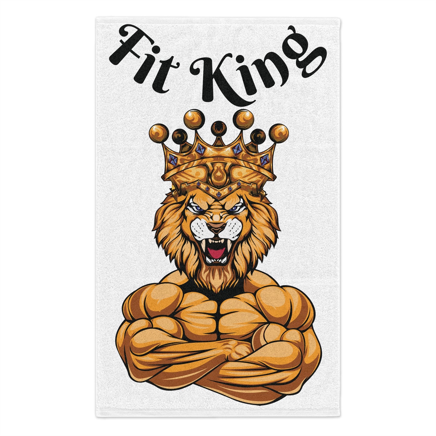 Fit King Gym Towel — Muscled Crowned Lion Gym Towel (11x18)