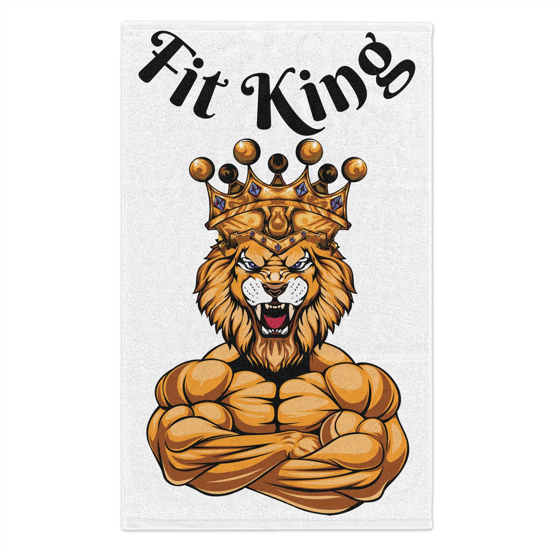 Fit King Gym Towel — Muscled Crowned Lion Gym Towel (11x18)