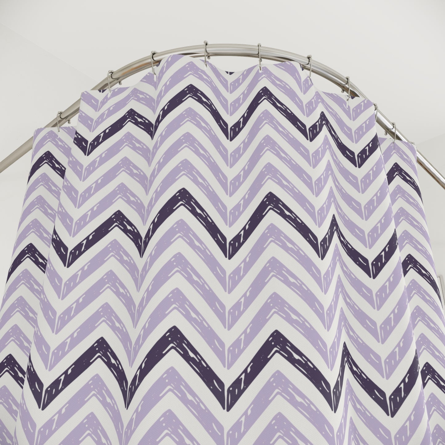 Chevron Shower Curtain - Purple and White