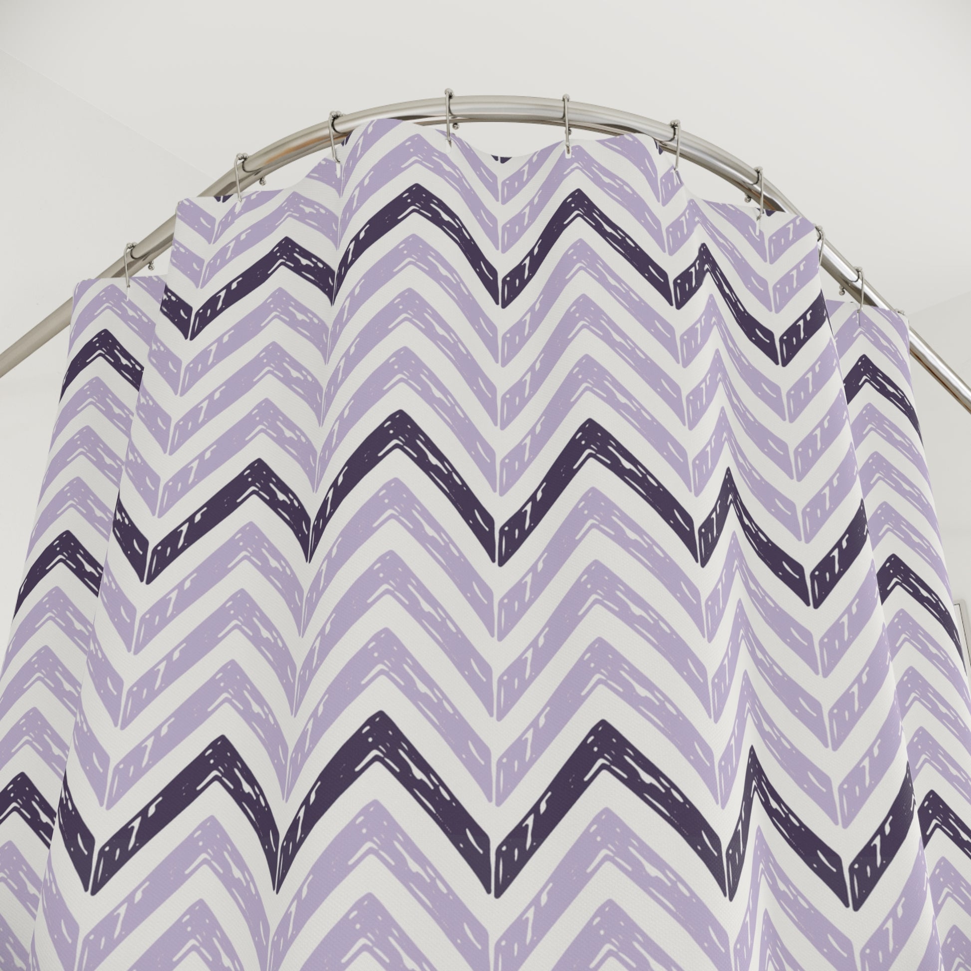 Chevron Shower Curtain - Purple and White
