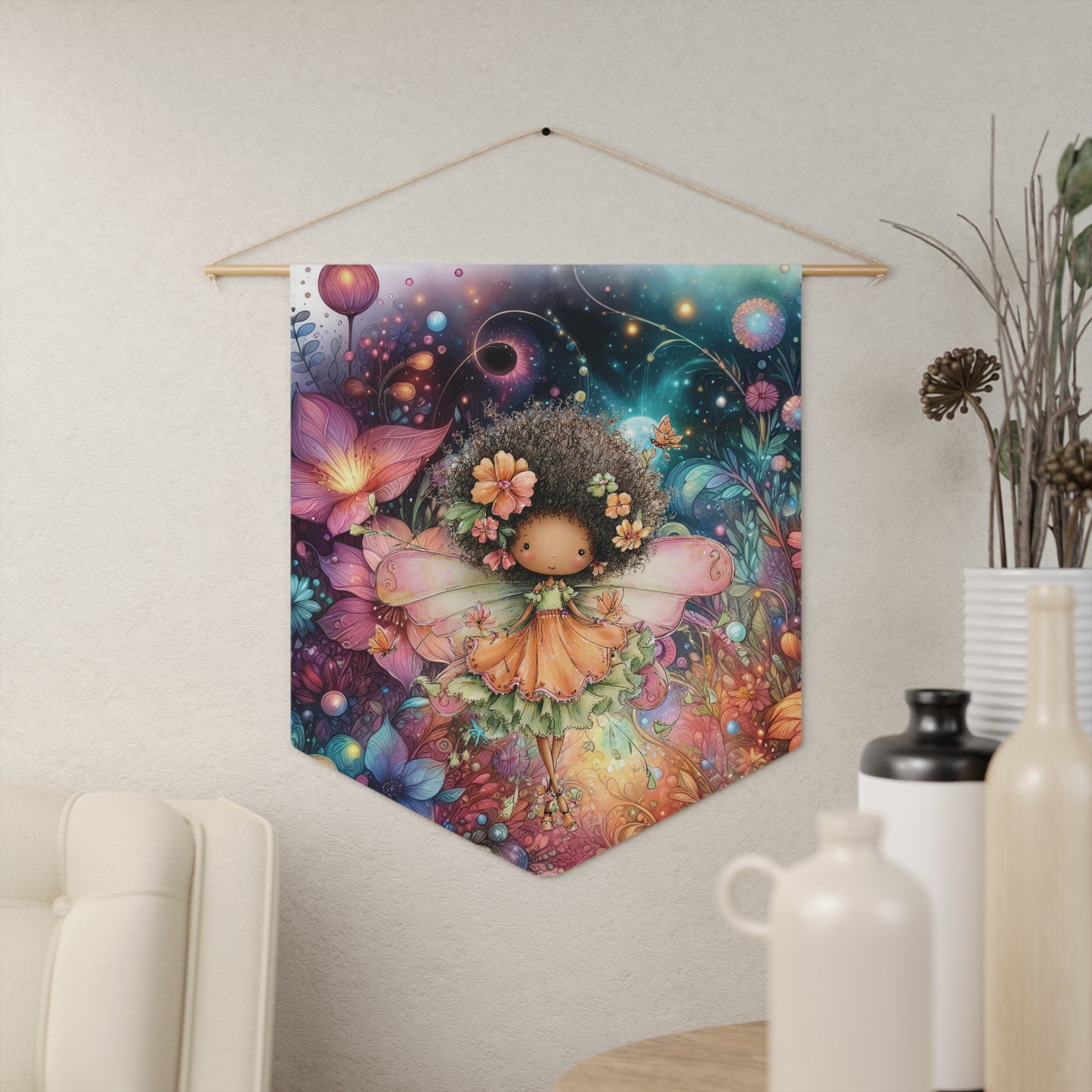 Magical Fairy Flower Pennant Wall Banner — Whimsical Nursery Decor