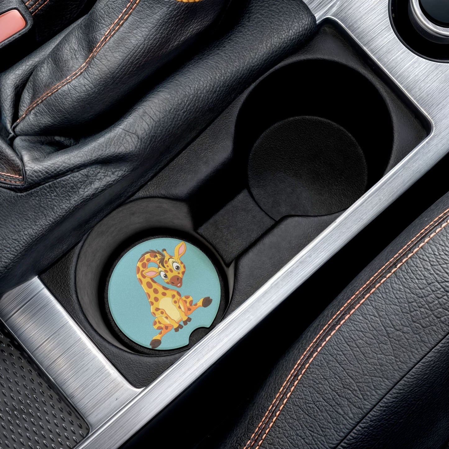 Cute Giraffe Car Coaster — Soapstone Cup Holder Protector