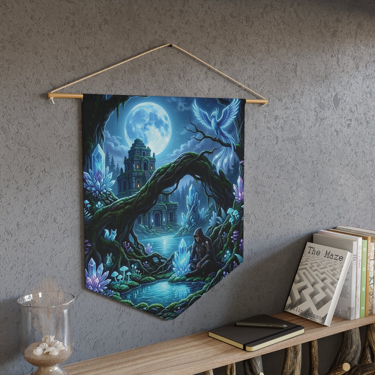Moonlit Fantasy Pennant — Enchanted Forest Castle Wall Banner