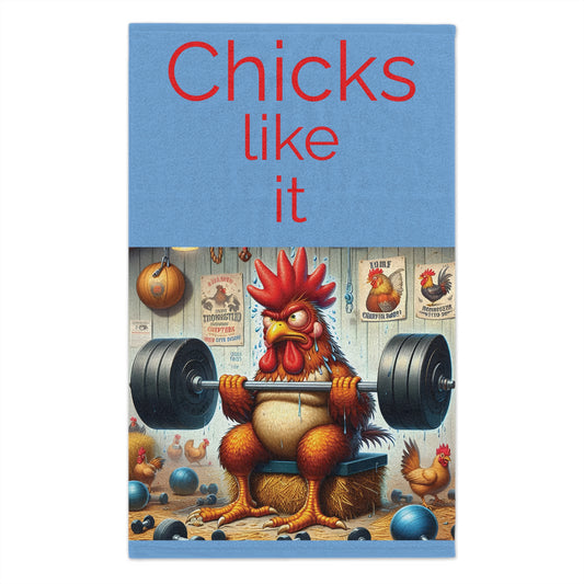 Chicks Like It Weightlifting Towel – Funny Chicken Gym Towel 11x18