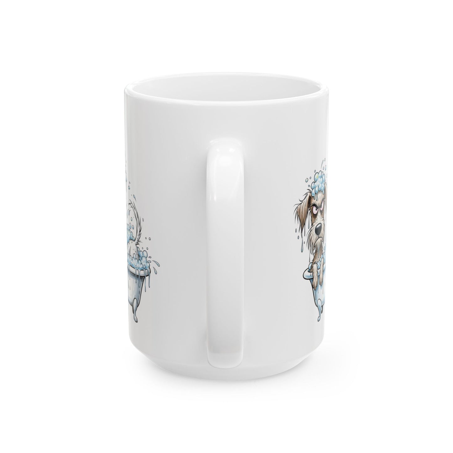 Funny Dog in Bathtub Ceramic Mug — Cute Cartoon Bath Time Coffee Cup (15oz)