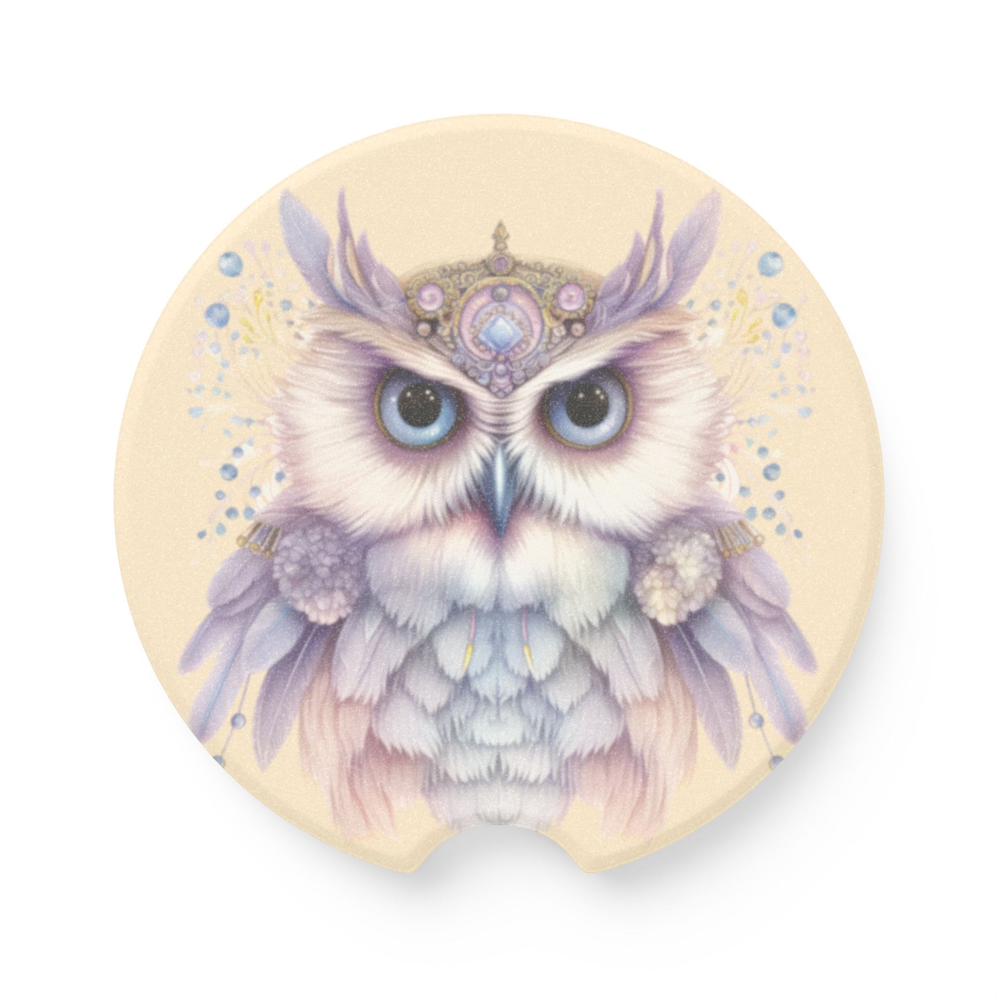 Mystic Owl Soapstone Car Coaster – Decorative Cup Holder Protector