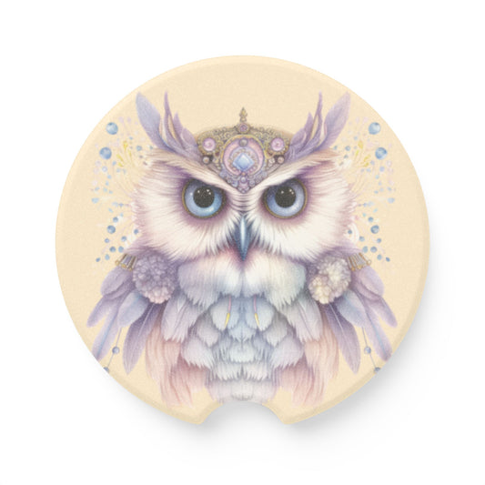 Mystic Owl Soapstone Car Coaster – Decorative Cup Holder Protector