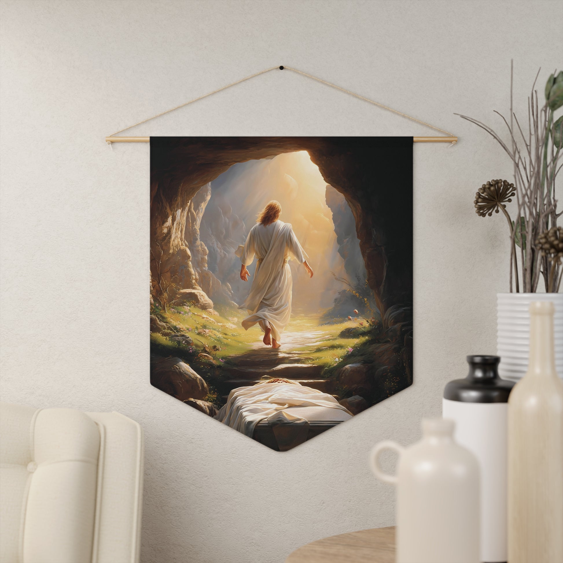 Resurrection Jesus Pennant Wall Banner — Christian Decor