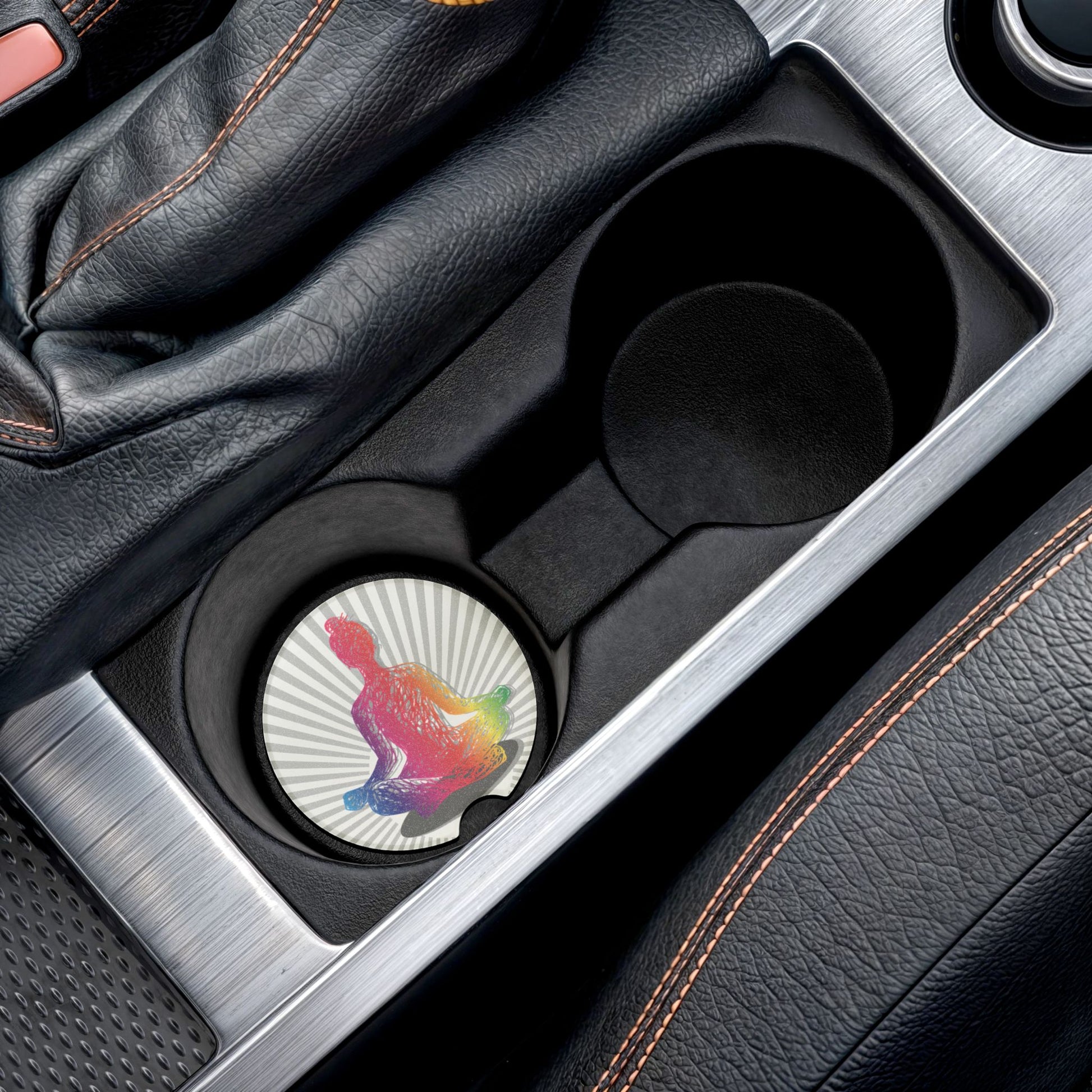 Soapstone Car Coaster — Rainbow Yoga Buddha Car Cup Holder Protector