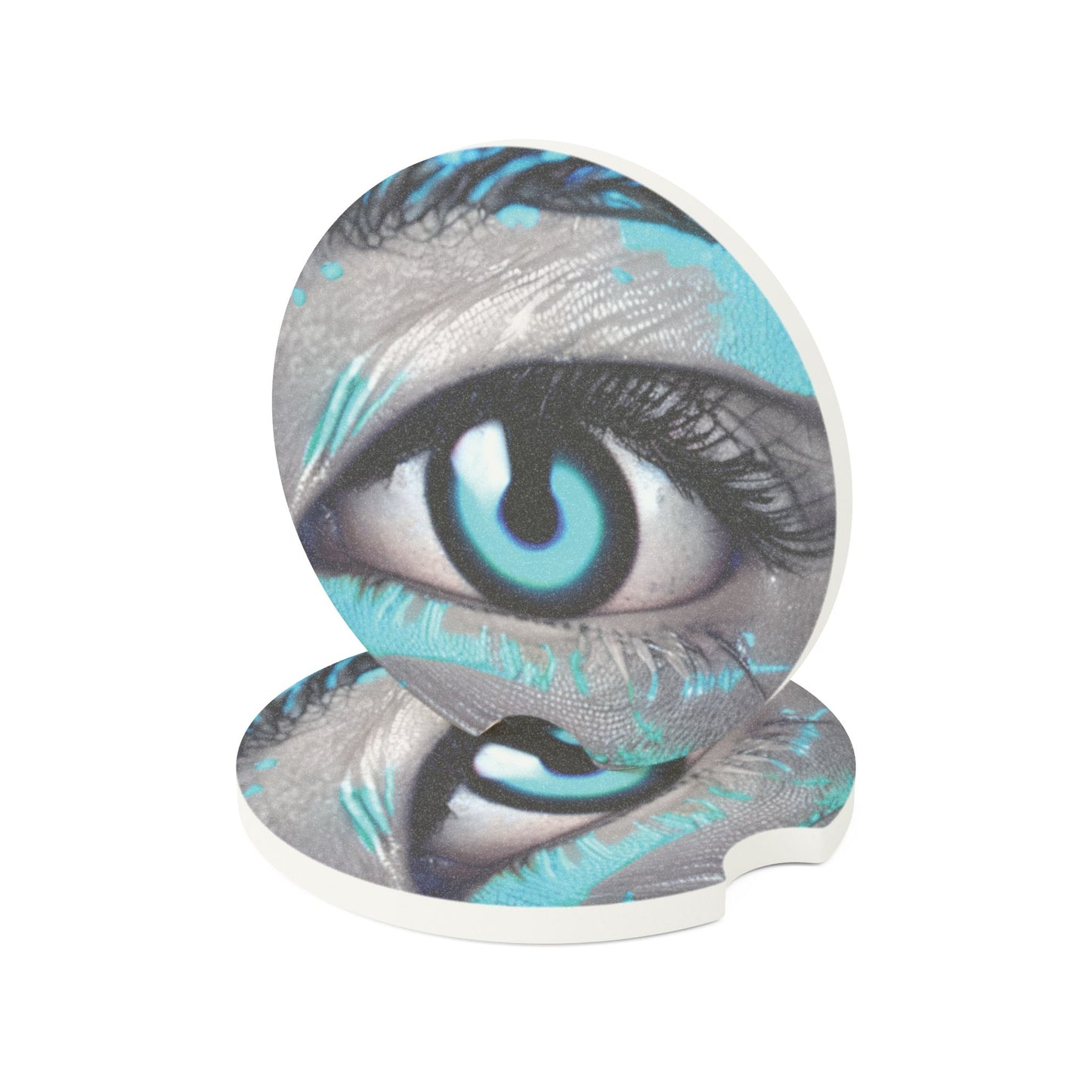 Eye Graphic Soapstone Car Coaster — Blue Cyclops Eye Car Cup Holder Protector