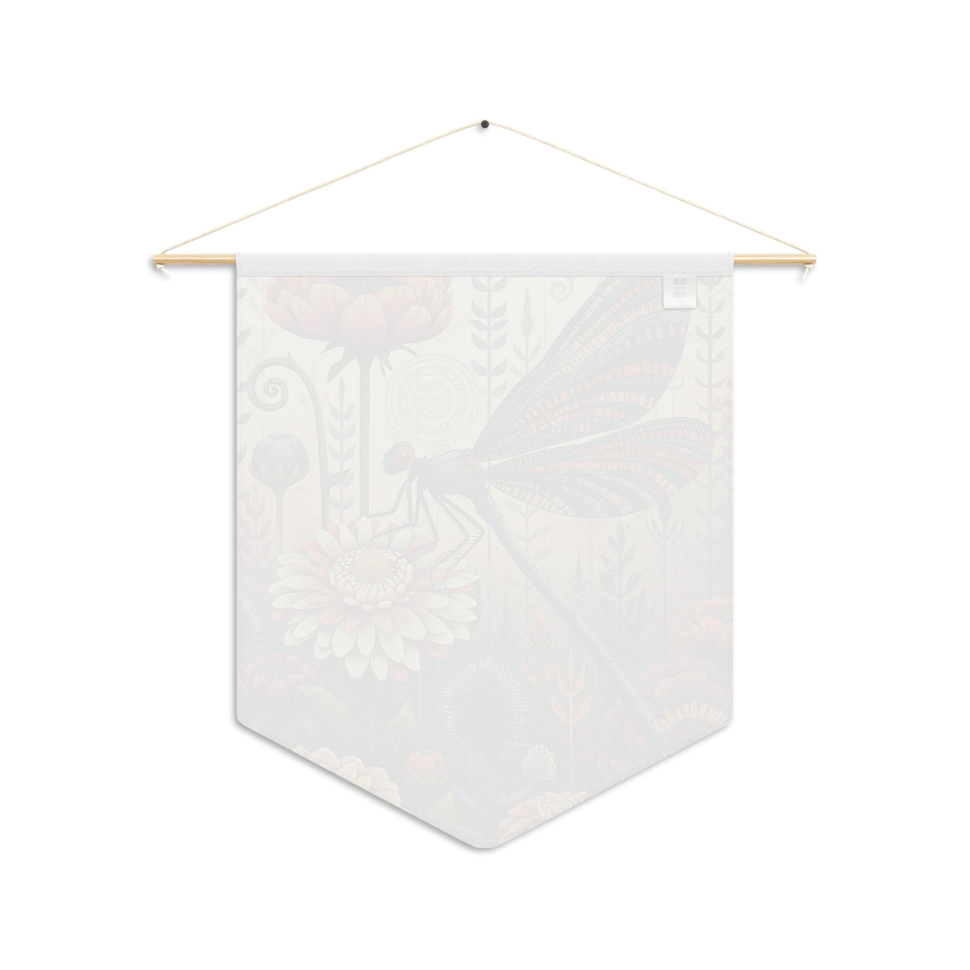 Dragonfly Floral Pennant Wall Banner — Boho Botanical Home Decor