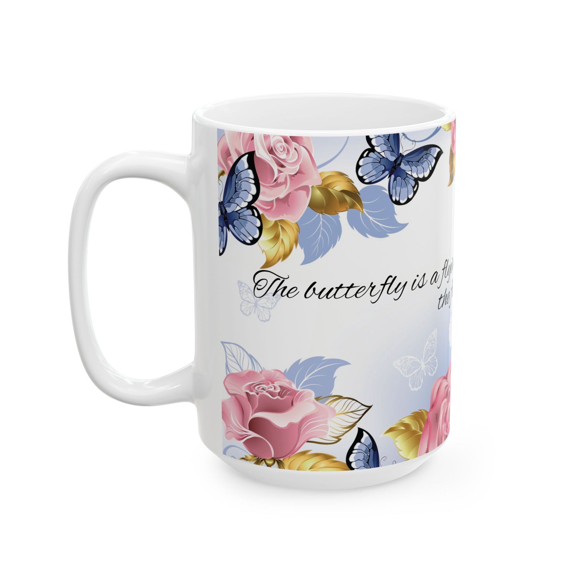 Floral Inspirational Mug-Butterflies And Roses