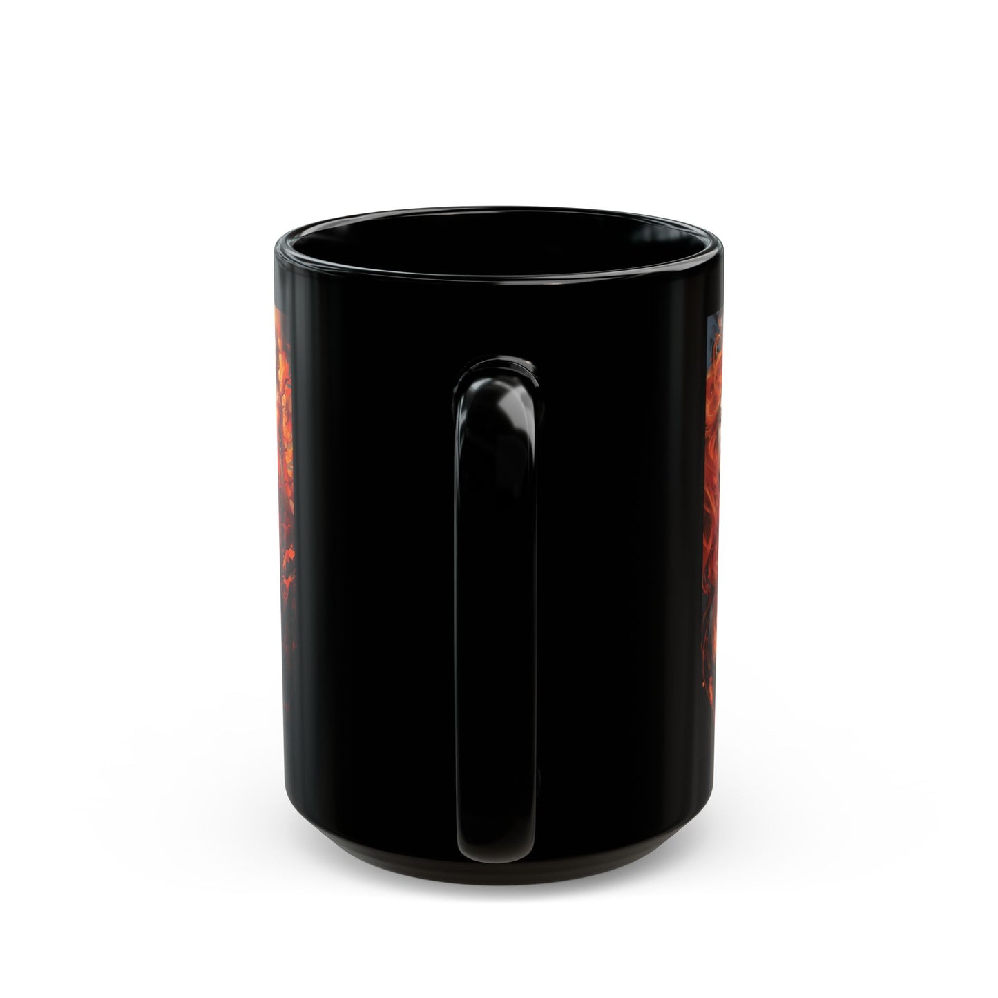 Fire Goddess Art Mug — Fantasy Red-Haired Elemental Women Coffee Cup (15oz)