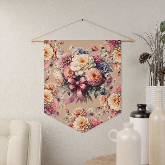 Floral Bouquet Pennant Banner — Vintage Dahlia Wall Decor