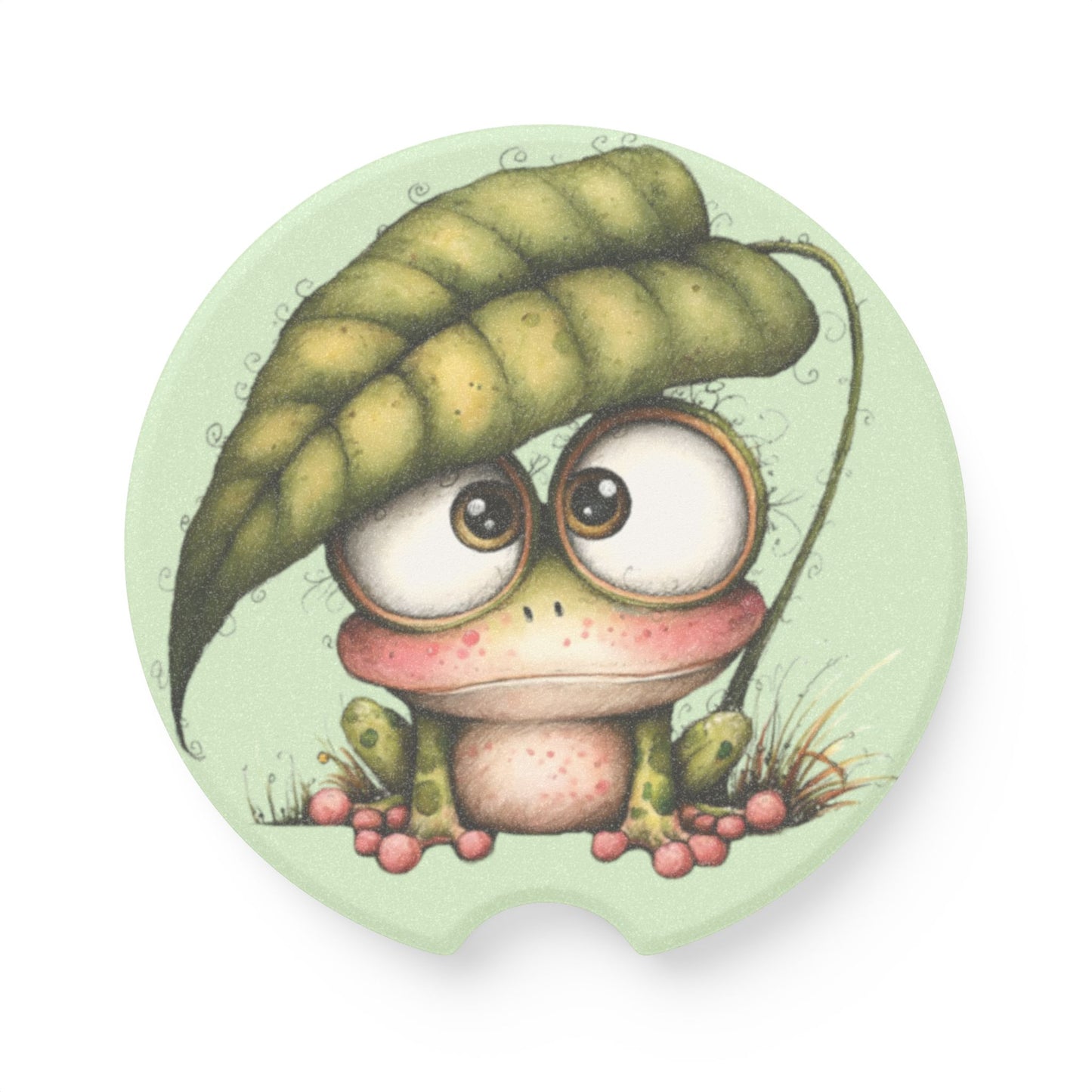 Cute Frog Soapstone Car Coaster — Waterproof Drink Holder for Cars