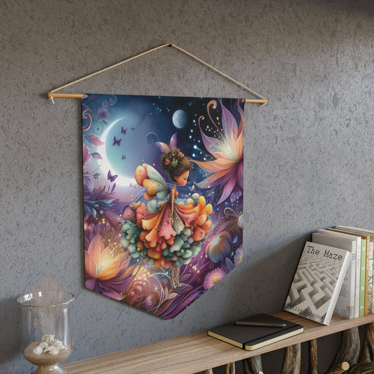 Whimsical Fairy Pennant Wall Banner — Colorful Floral Nightscape Decor for Kids’ Rooms & Nurseries