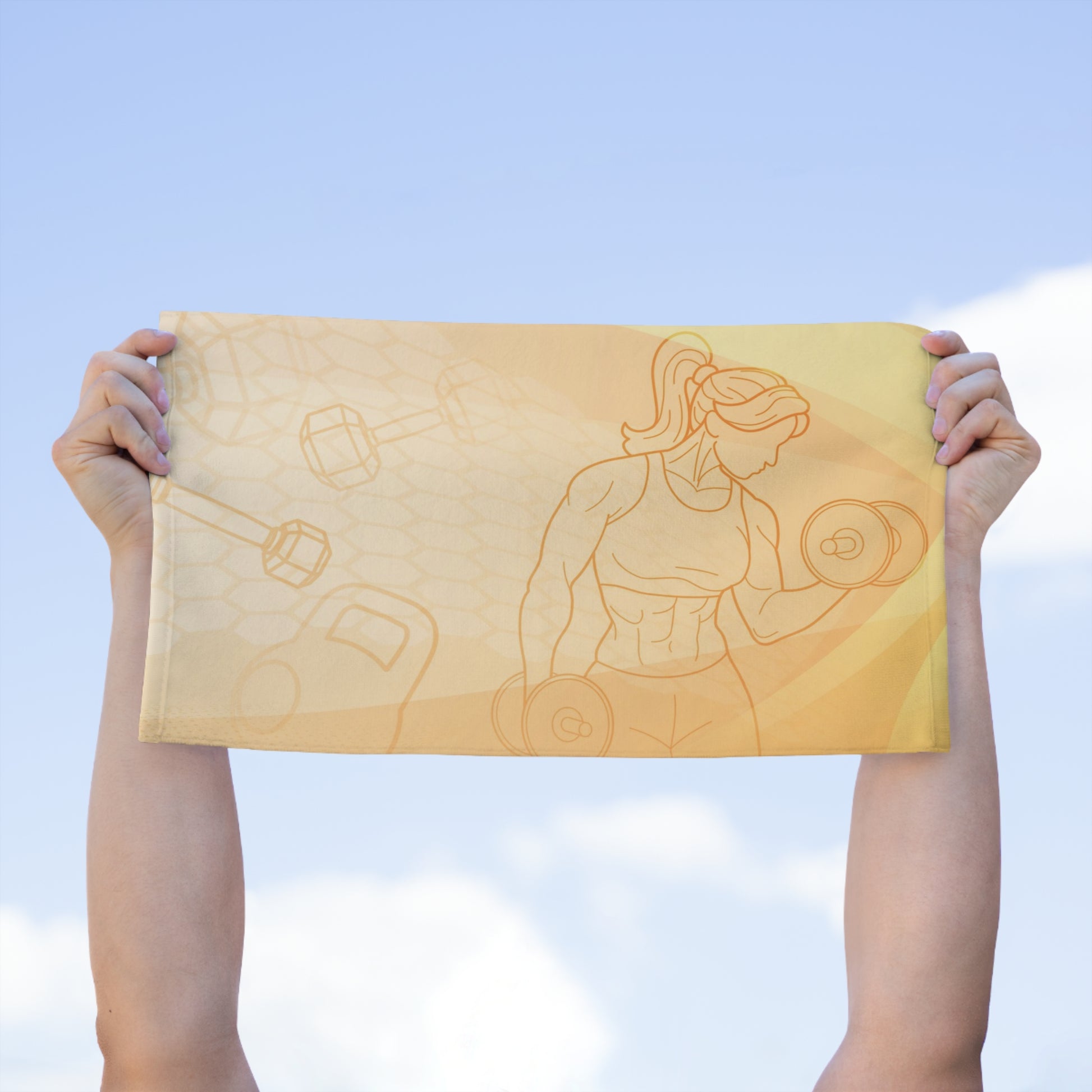 Fitness Towel – 11x18 Motivational Gym Towel (Dumbbell Woman Design)
