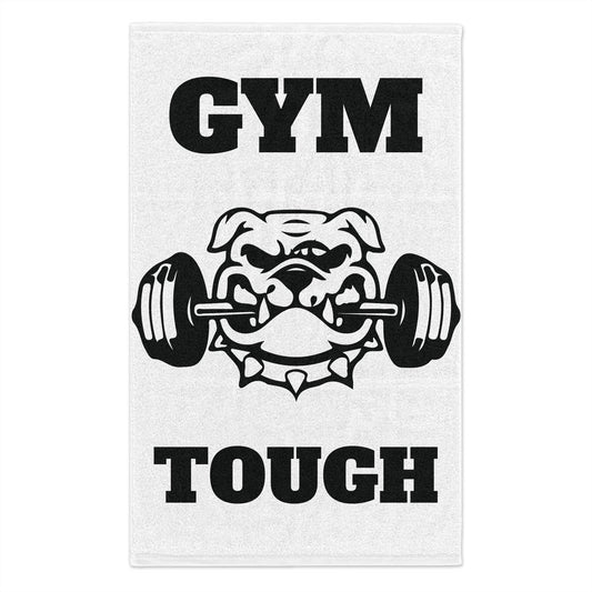 Gym Tough Gym Towel — 11x18 Workout Hand Towel with Bulldog Weightlifting Design