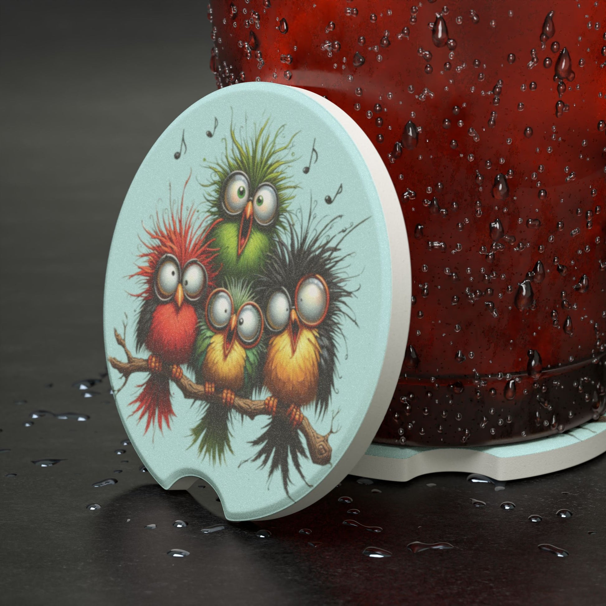 Cute Highland Cow Floral Soapstone Car Coaster