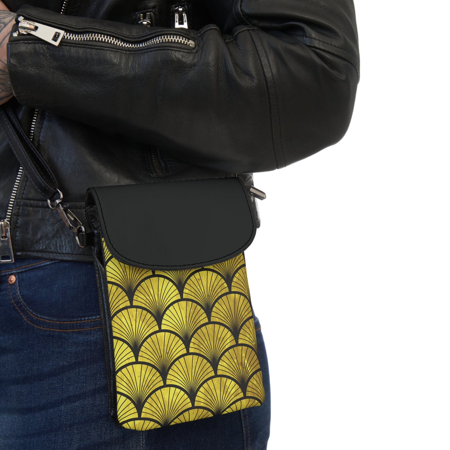 Phone Wallet - Black and Gold Art Deco Print