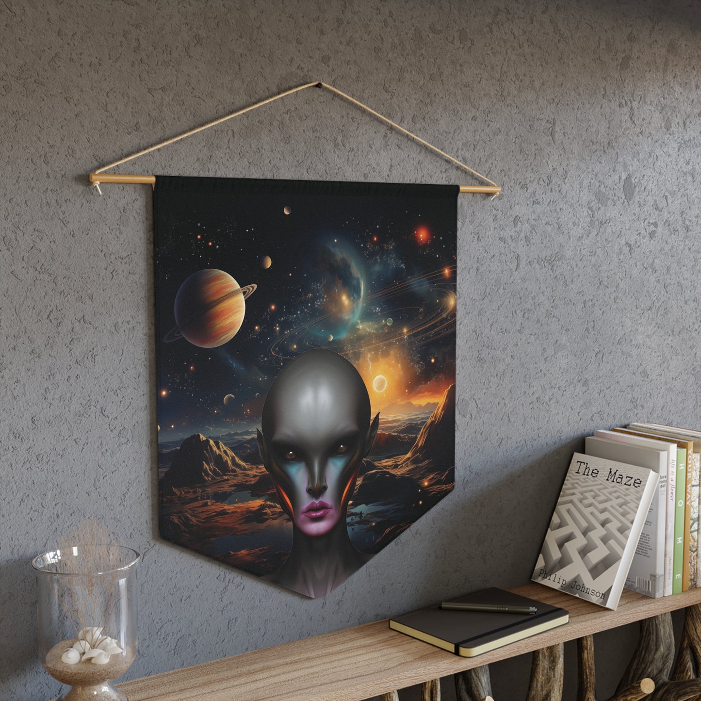 Alien Nebula Pennant — Cosmic Sci‑Fi Wall Banner for Space Fans