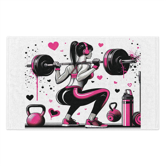 Fitness Towel — Pink Heart Weightlifting Gym Towel (11x18)