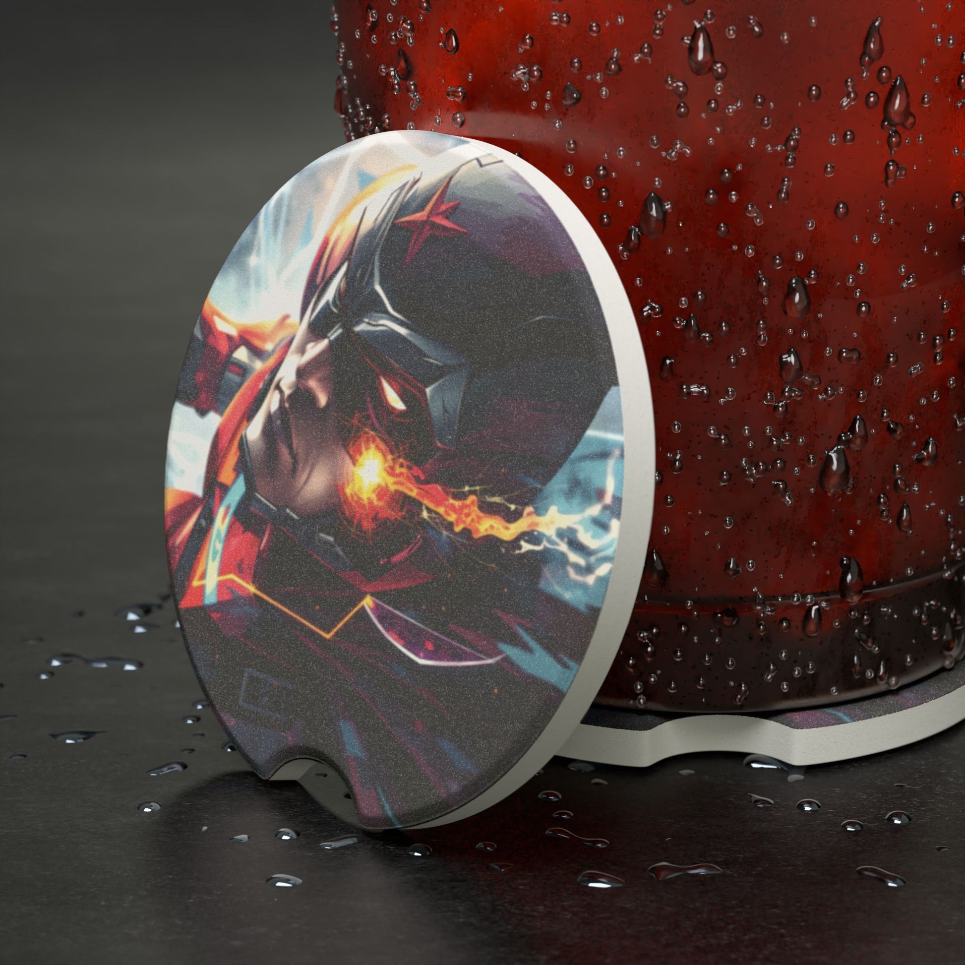 Superhero Soapstone Car Coaster — Cosmic Superhero Driver Cup Holder Mat