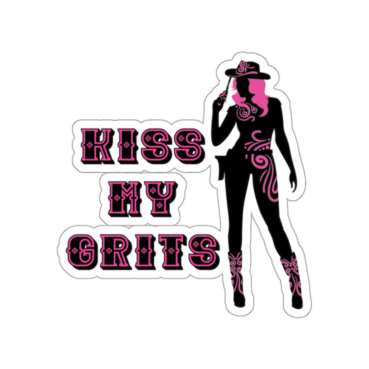 Kiss My Grits Die-Cut Stickers - Fun Western Style