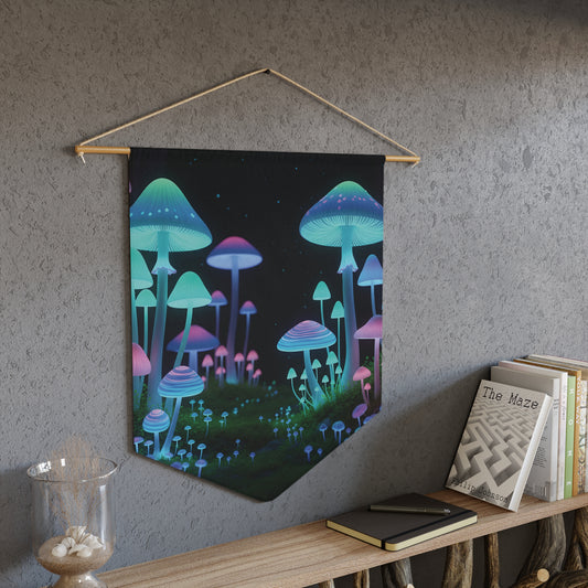Glow Mushroom Pennant Banner — Neon Fungi Wall Decor for Bedroom, Dorm & Gaming Rooms
