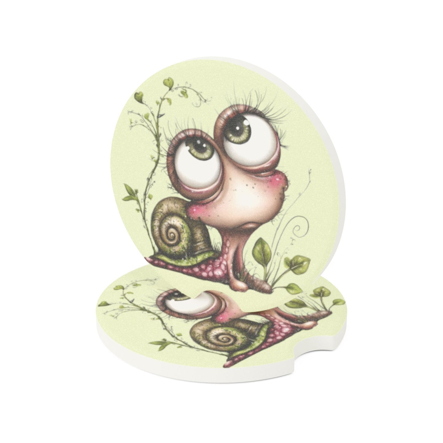 Cute Snail Car Coaster — Soapstone Drink Holder for Cars