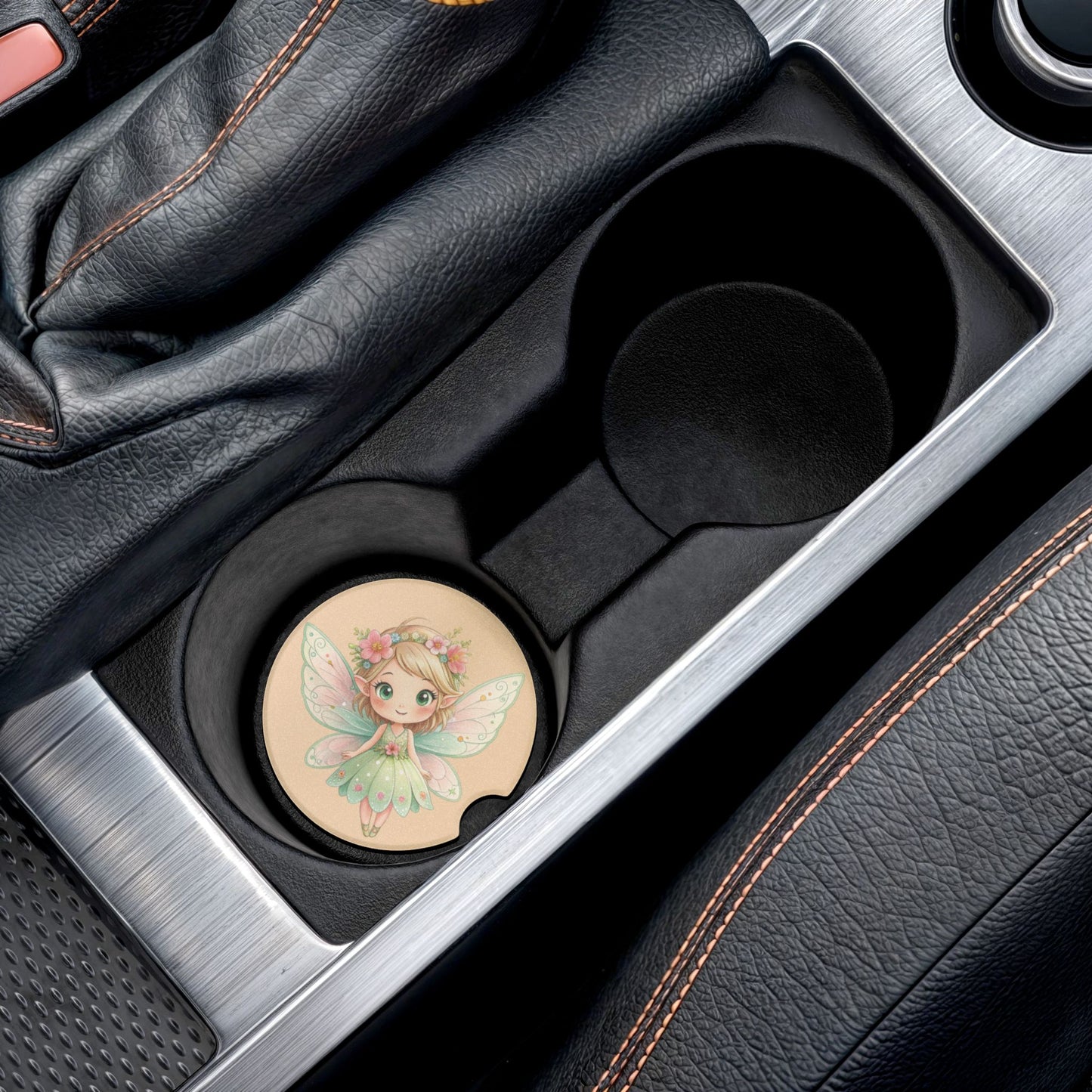 Fairy Car Coaster — Cute Floral Sprite Soapstone Drink Holder