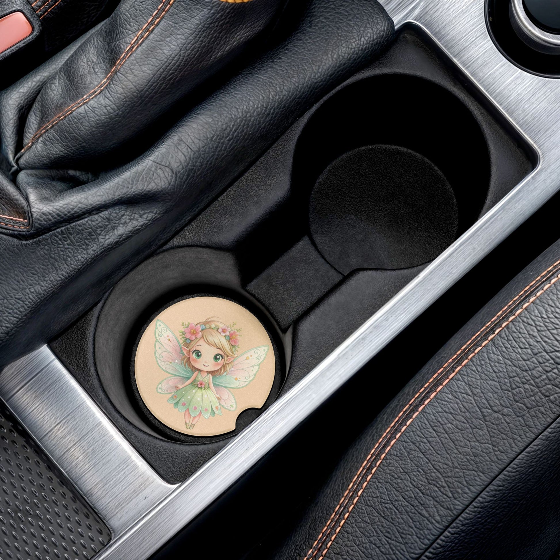 Fairy Car Coaster — Cute Floral Sprite Soapstone Drink Holder