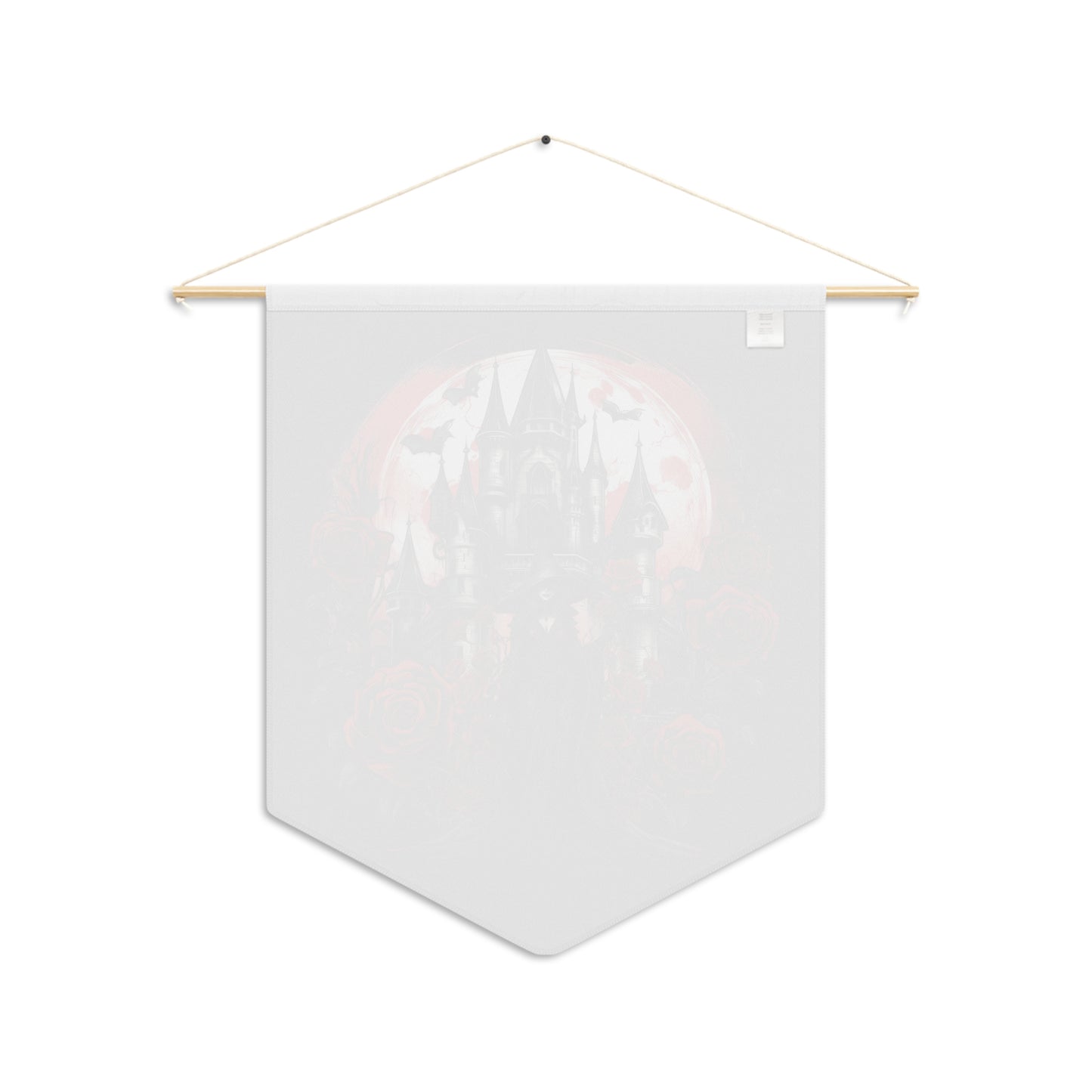Gothic Castle Pennant — Dark Rose Wall Banner With Witchy Woman In Black