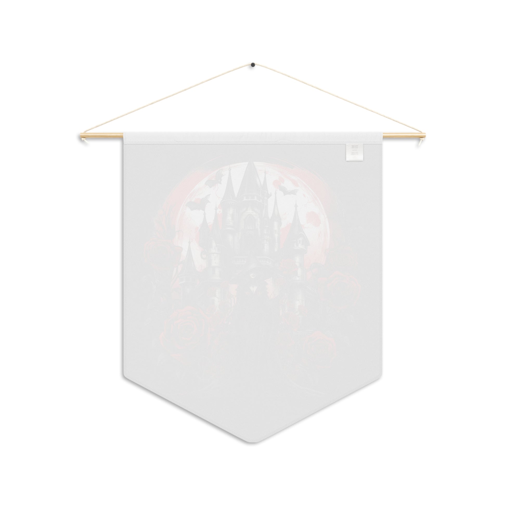 Gothic Castle Pennant — Dark Rose Wall Banner With Witchy Woman In Black