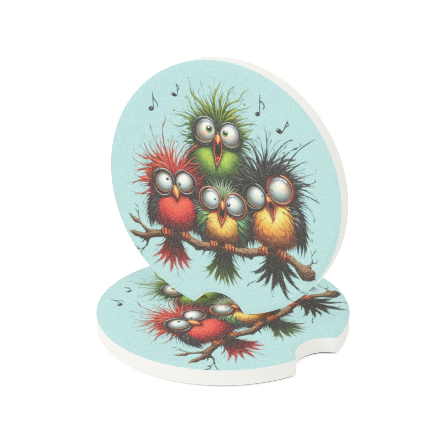 Cute Highland Cow Floral Soapstone Car Coaster