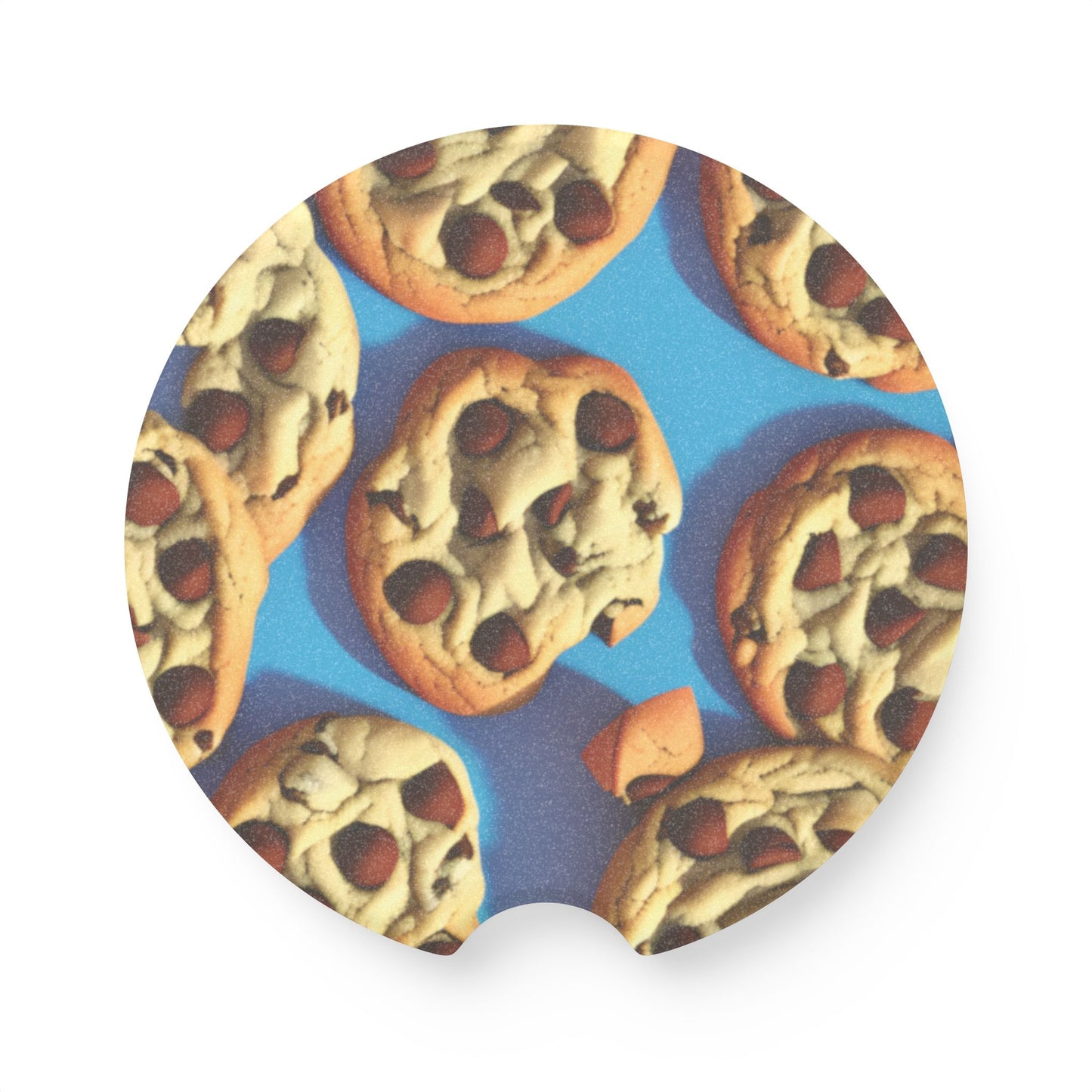 Cookie Pattern Soapstone Car Coaster — Chocolate Chip Cookie Cup Holder Protector