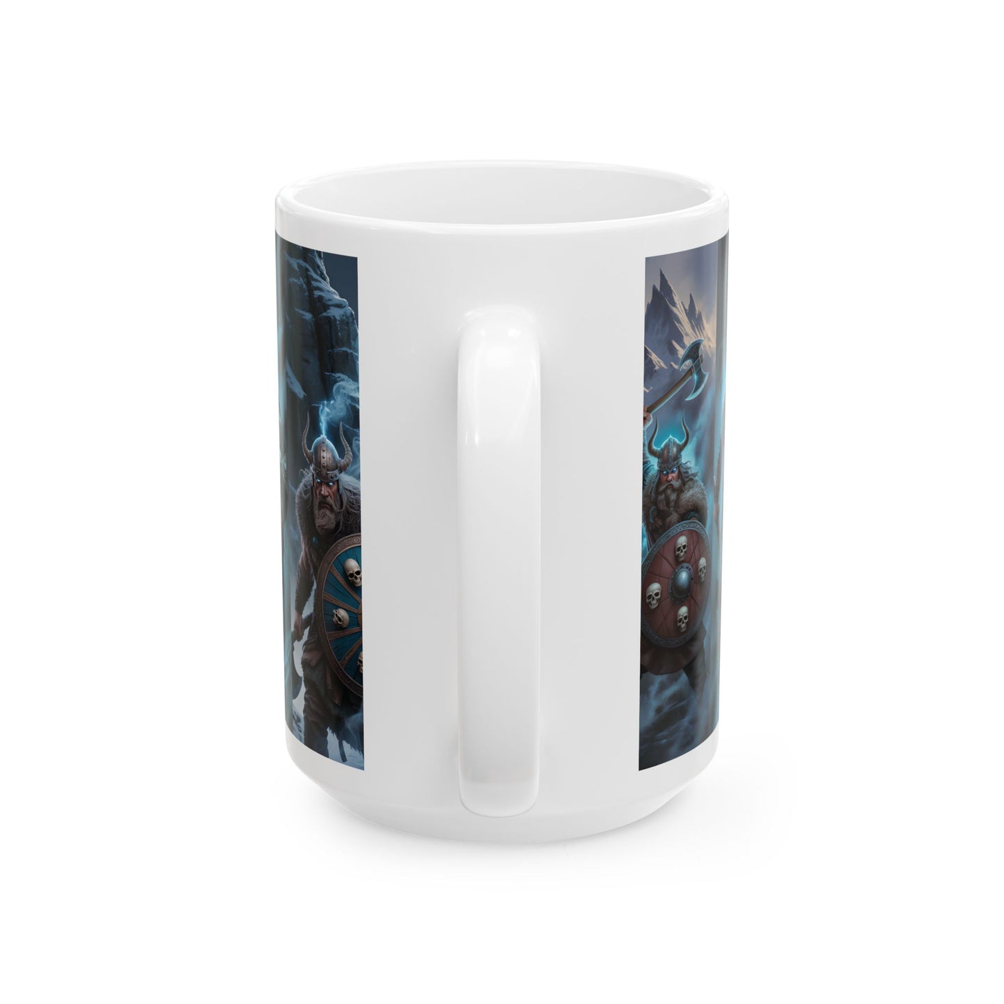 Viking Warriors Ceramic Mug — Norse Battle Scene Coffee Cup (15oz)