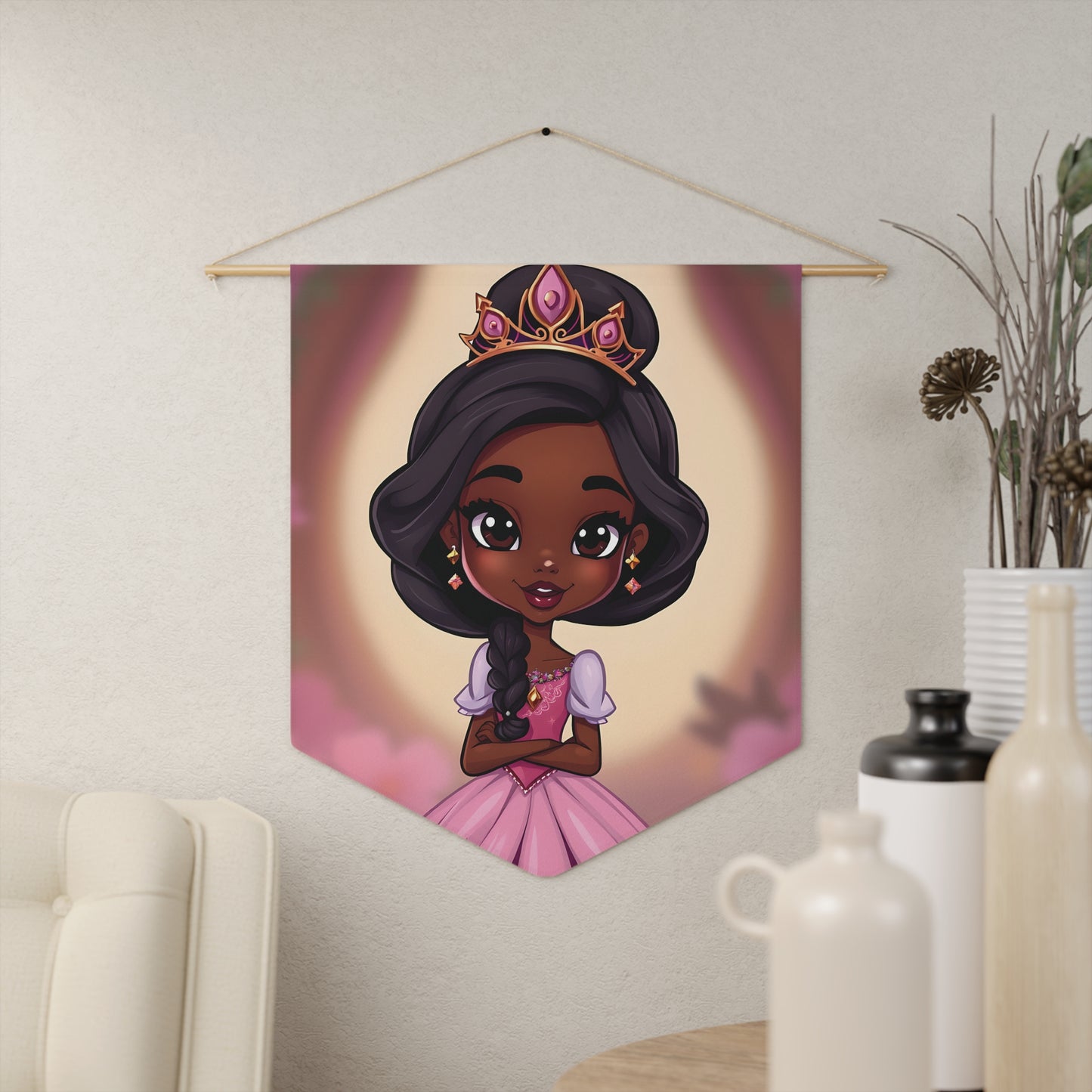 Princess Pennant Wall Banner – Cute Black Princess Girl Nursery Decor