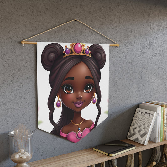 Princess Pennant Banner — Cute Black Princess Wall Hanging for Kids’ Room Decor