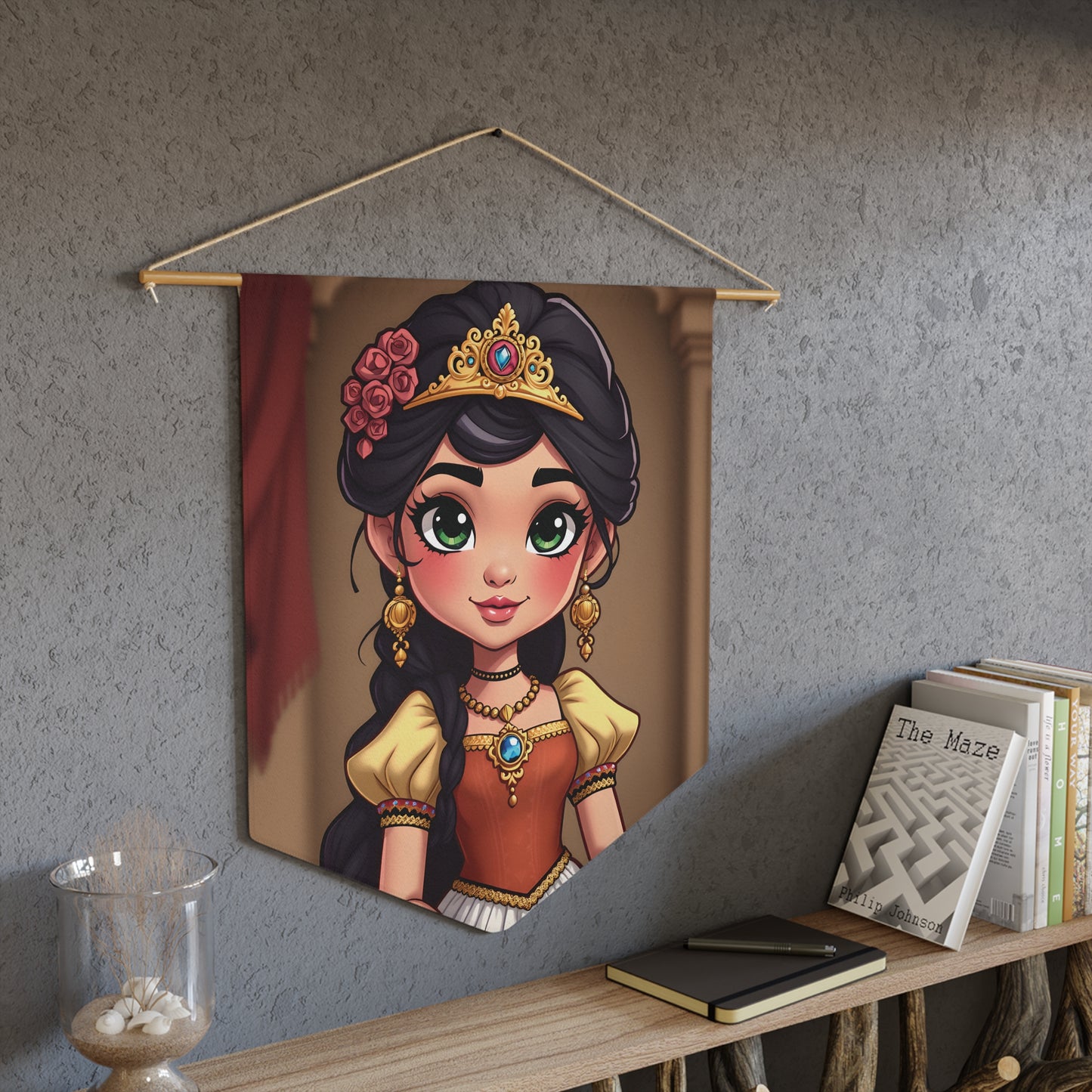 Princess Portrait Pennant Wall Banner — Cute Royal Girl Nursery Decor