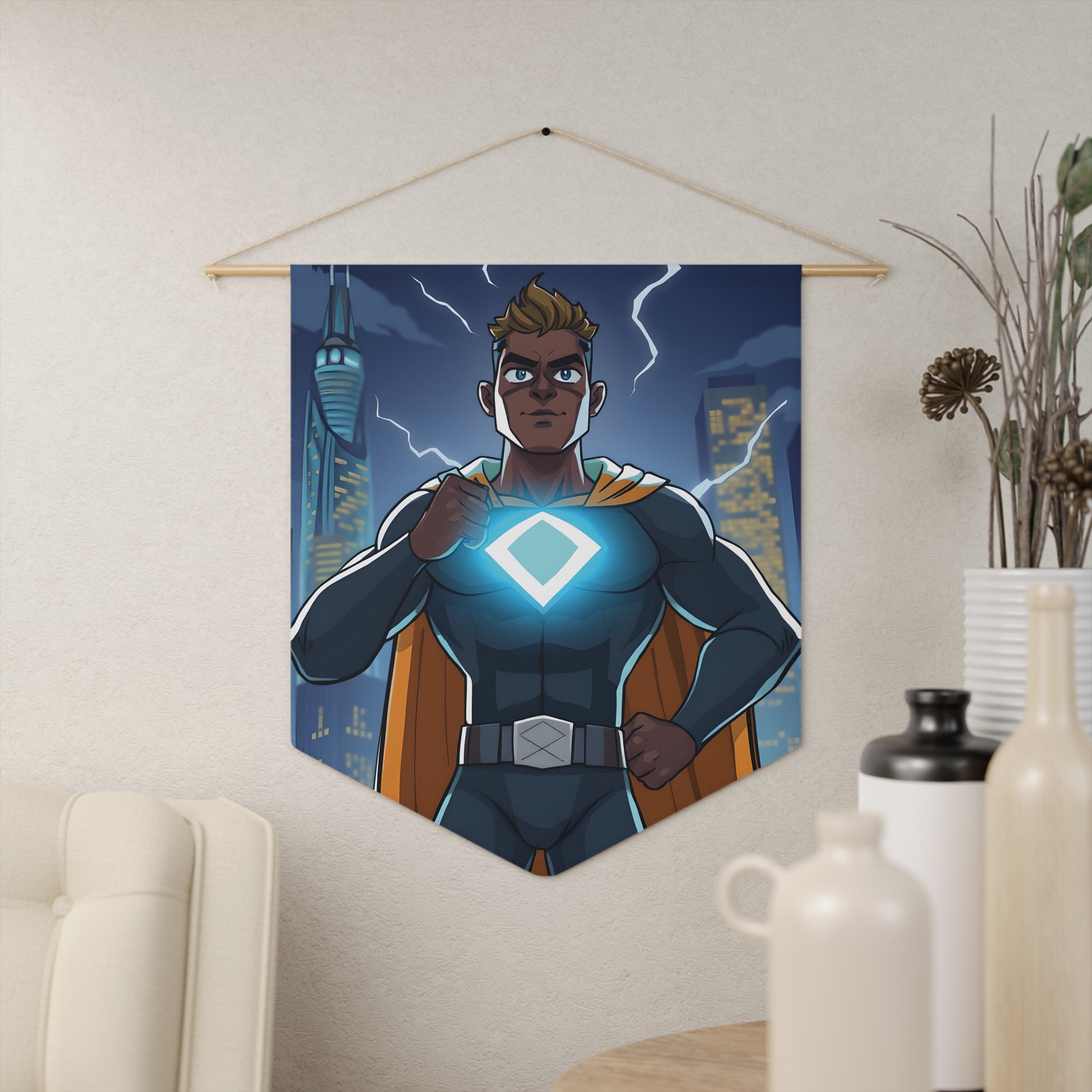 Superhero Wall Pennant – Lightning City Hero Banner