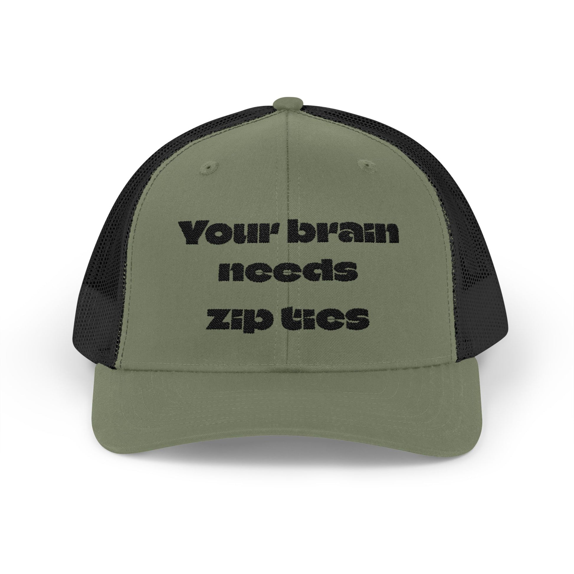 Snapback Trucker Cap--"Your brain needs zip ties"
