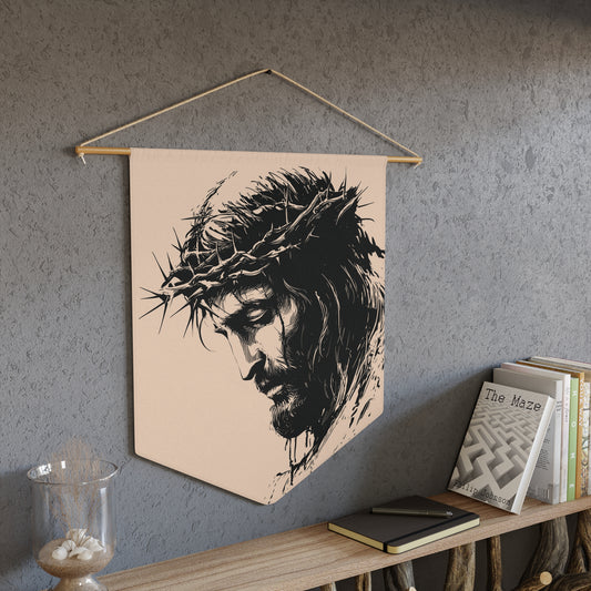 Religious Pennant - Jesus with Crown of Thorns Wall Banner