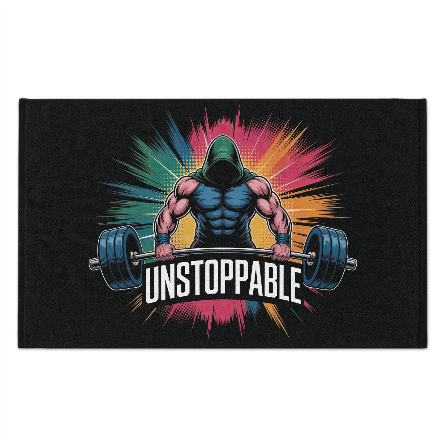 Workout Towel - "Unstoppable" Hooded Weightlifter Gym Towel (11x18)