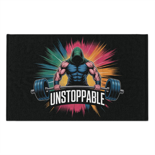 Workout Towel - "Unstoppable" Hooded Weightlifter Gym Towel (11x18)