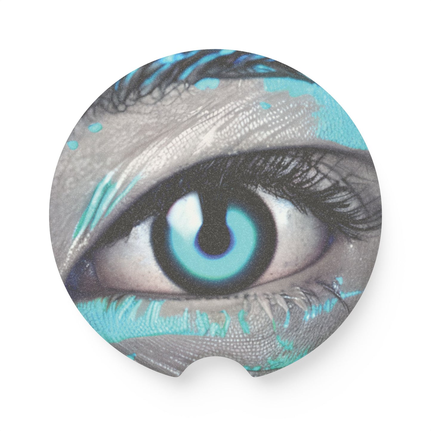 Eye Graphic Soapstone Car Coaster — Blue Cyclops Eye Car Cup Holder Protector
