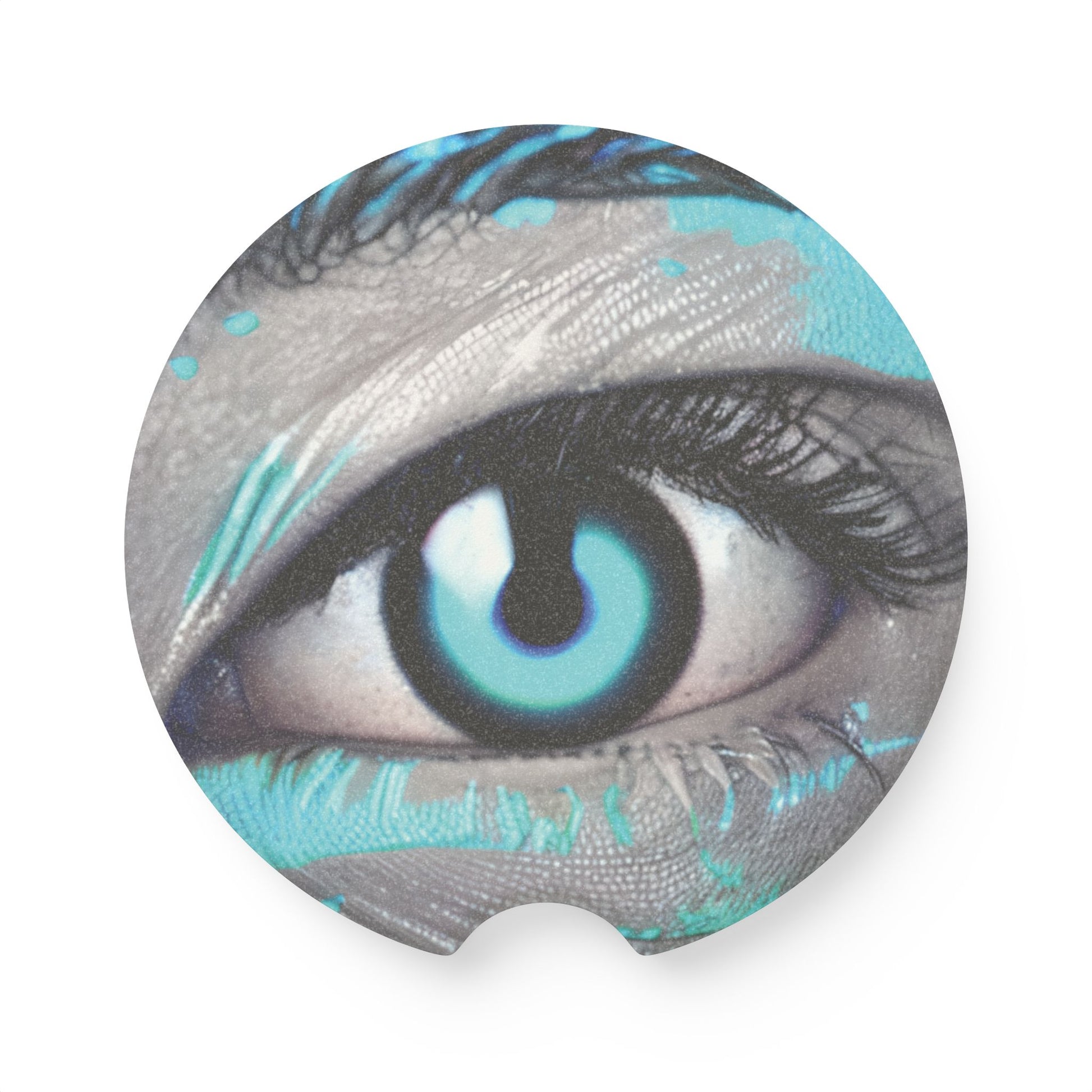Eye Graphic Soapstone Car Coaster — Blue Cyclops Eye Car Cup Holder Protector