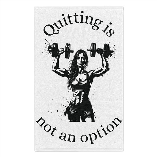 Workout Towel — "Quitting Is Not An Option" Weightlifting Gym Towel (11x18)