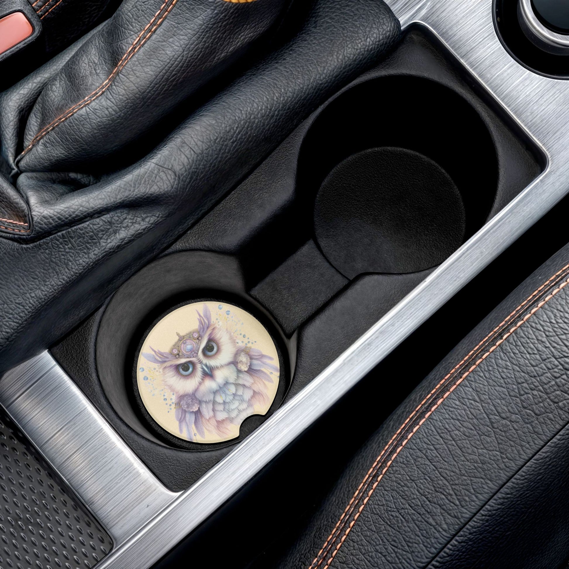 Mystic Owl Soapstone Car Coaster – Decorative Cup Holder Protector