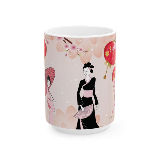 Ceramic Mug with Traditional Japanese Design